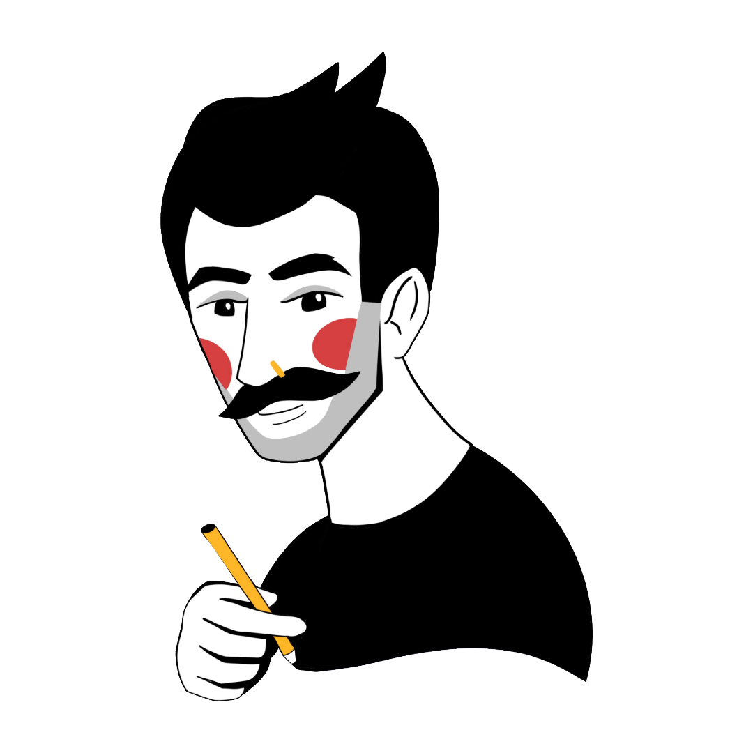 Illustrated self-portrait of Axel Garland