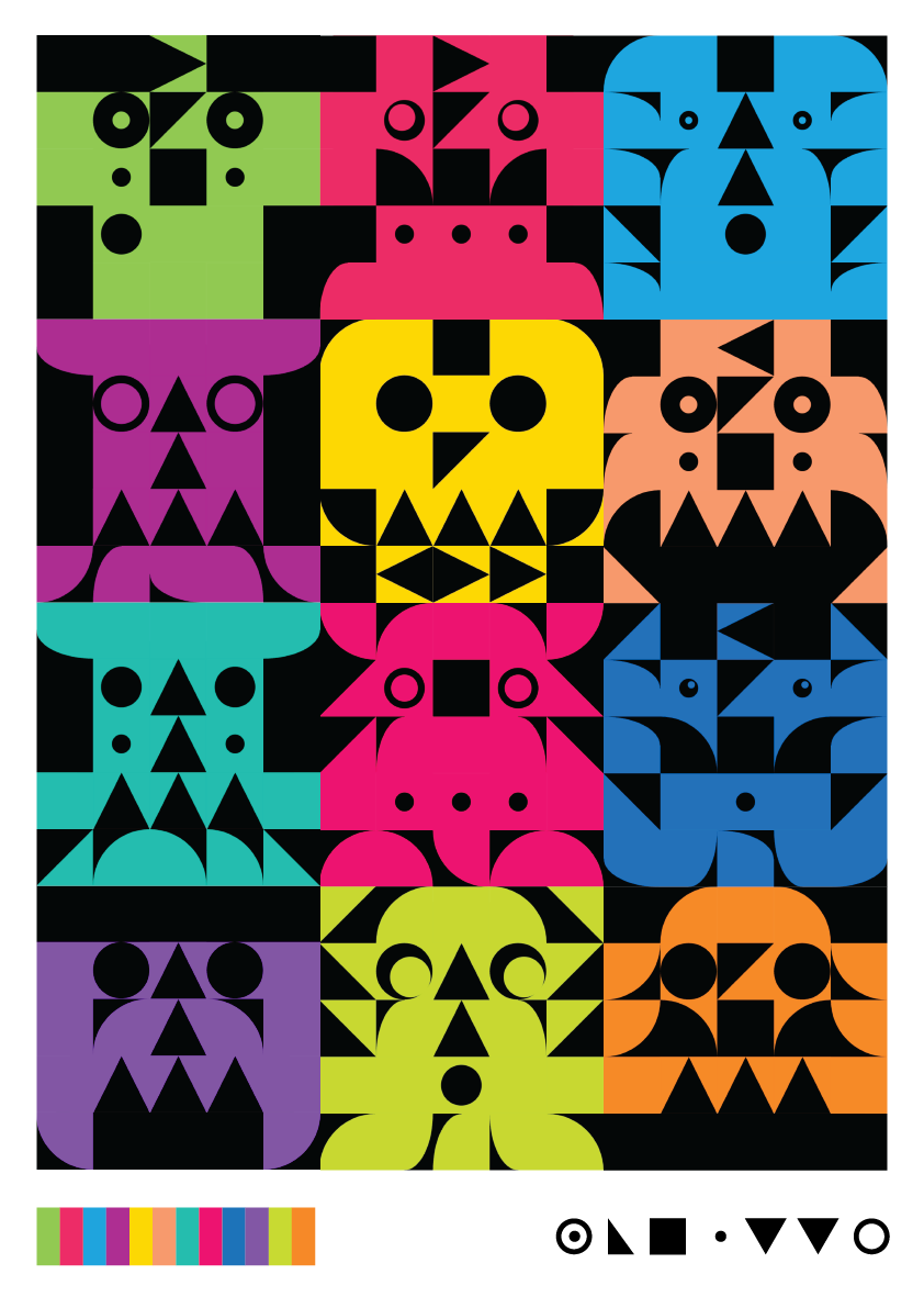 Facettes print poster, color variation 1