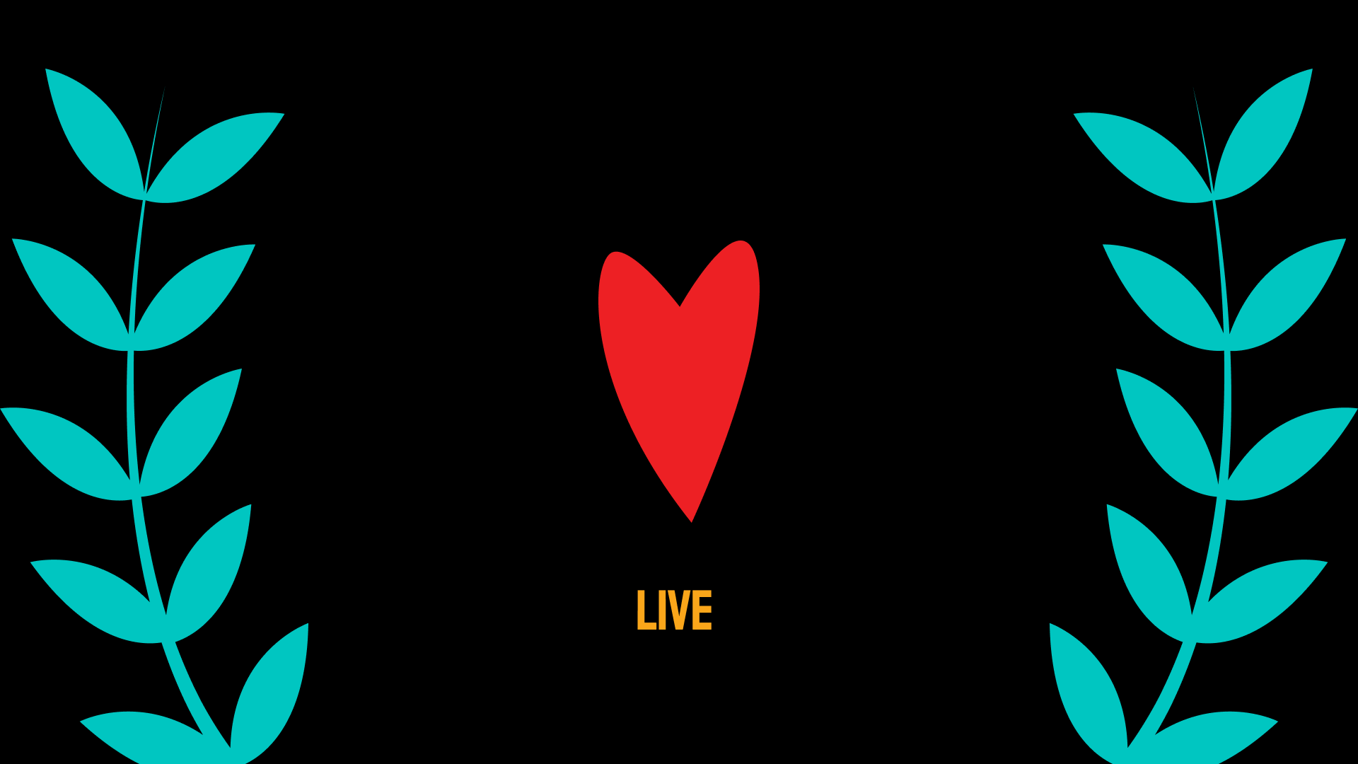 AfterLife loading screen: a red heart between teal leaves, labeled Live